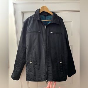 EUC Men’s I.N.C. Black Jacket with Iridescent Blue Green Lining - Size XL